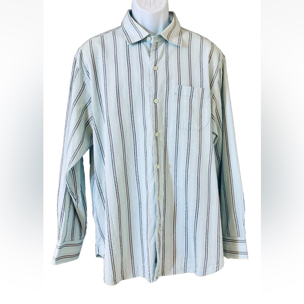 Tommy Bahama Men's XL Silk Blend Button Down Shirt Blue Striped Long Sleeve - Picture 11 of 11
